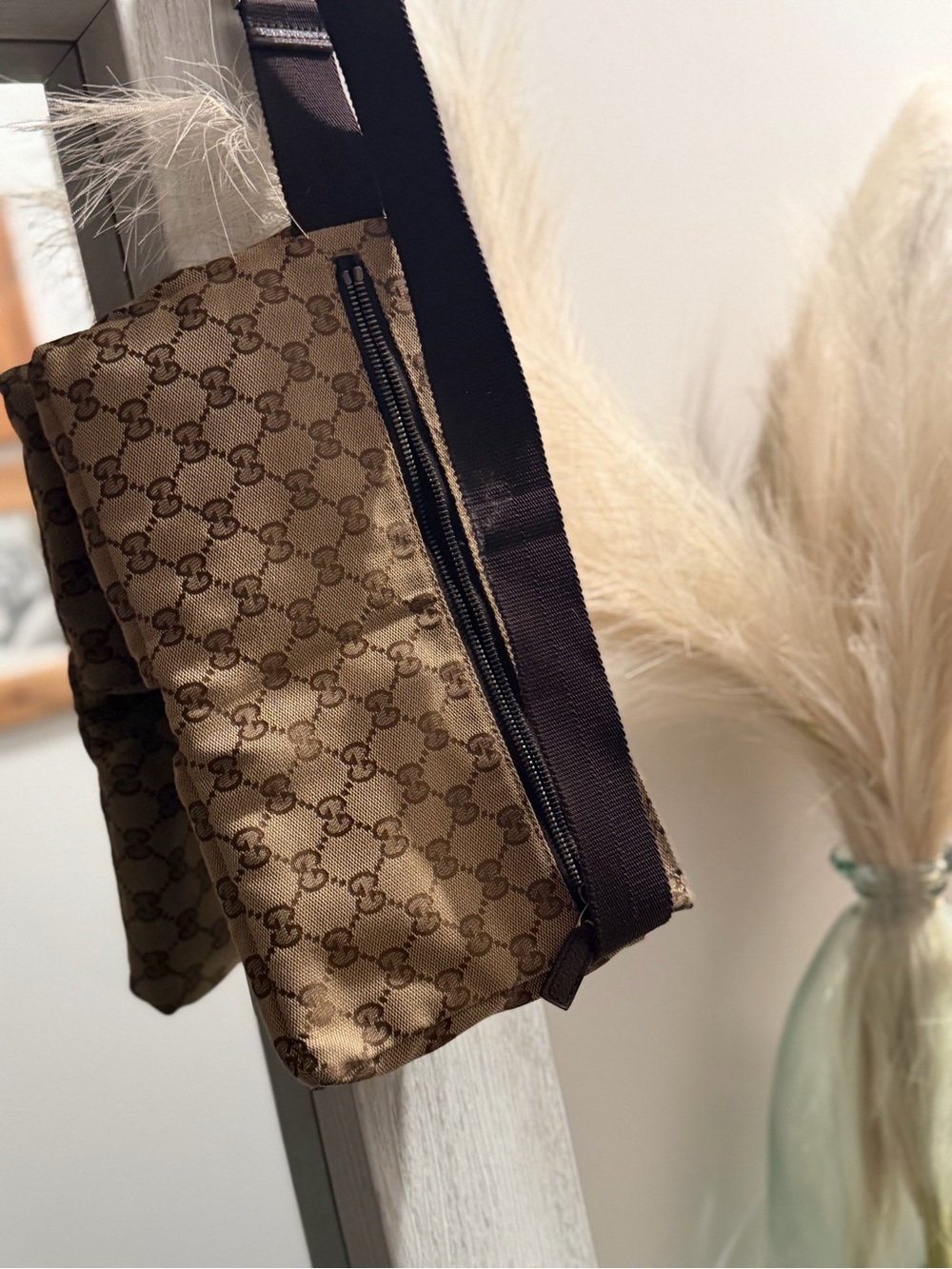Gucci Brown & Beige Monogram Belt Bag - Picture 2 of 6
